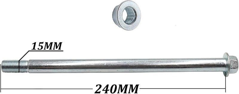 Greesp 15mm 240mm Wheel Axle w/Bolt for 50cc 70cc 110cc 125cc 140cc SSR PIT Dirt Bike ATV Quad Motorcycle (AXLE LENGTH 240mm) - Image 2